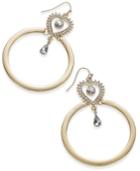Thalia Sodi Gold-tone Crystal Heart & Hoop Drop Earrings, Created For Macy's