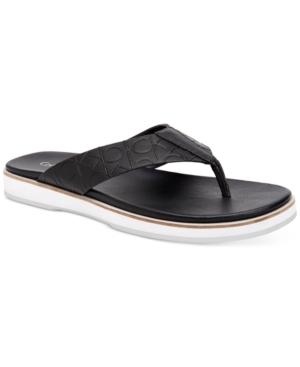 Calvin Klein Men's Deano Ck Embossed Leather Sandals Men's Shoes