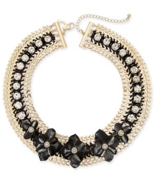 Thala Sodi Two-tone Crystal Flower Cord Woven 18 Collar Necklace, Created For Macy's