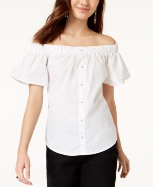 7 Sisters Juniors' Off-the-shoulder Back-tie Top