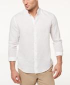 Tasso Elba Island Men's Piece-dyed Band-collar Linen Shirt, Created For Macy's