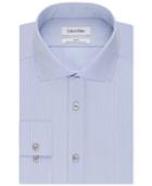Calvin Klein Steel Slim-fit Non-iron Performance Blue Stripe Dress Shirt