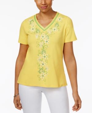 Alfred Dunner Bahama Bays Floral-embroidered Top