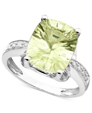 14k White Gold Ring, Green Quartz (4-3/8 Ct. T.w.) And Diamond Accent