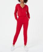 Material Girl Active Juniors' Zip-front Sporty Jumpsuit, Created For Macy's