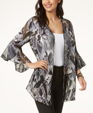 Alfani Printed Ruffle-sleeve Jacket, Created For Macy's