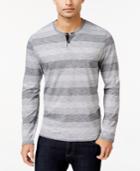 Alfani Men's Striped Slub Cotton-blend Long-sleeve Henley