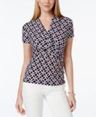 Charter Club Iconic-print Crossover Wrap Top, Only At Macy's