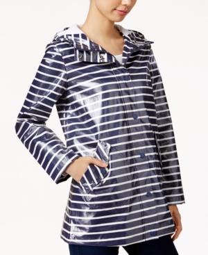 Bcbgeneration Hooded Water-resistant Striped Raincoat