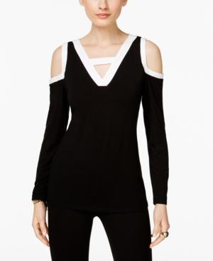 Inc International Concepts Colorblocked Cold-shoulder Top, Only At Macy's