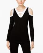 Inc International Concepts Colorblocked Cold-shoulder Top, Only At Macy's