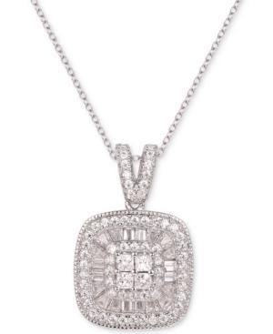 Cujbic Zirconia Baguette & Round 18 Pendant Necklace In Sterling Silver