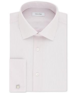 Calvin Klein Men's Steel Classic/regular Fit Non-iron Performance Rose Stripe French Cuff Dress Shirt