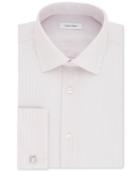 Calvin Klein Men's Steel Classic/regular Fit Non-iron Performance Rose Stripe French Cuff Dress Shirt