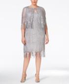 Sl Fashions Plus Size Crochet Fringe Dress & Capelet