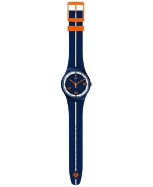 Swatch Unisex Swiss Center Court Blue And White Silicone Strap Watch 42mm Suoz221
