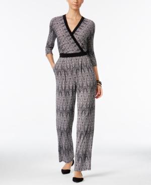 Ny Collection Printed Surplice Jumpsuit