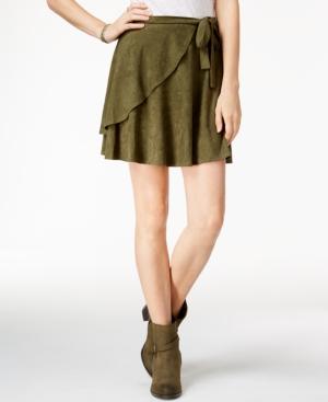 Izzy & Me Juniors' Faux-suede Wrap Skirt