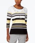 Alfred Dunner City Life Embellished Striped Top