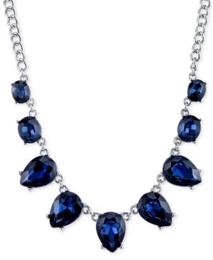 2028 Silver-tone Blue Crystal Collar Necklace