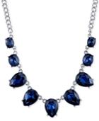 2028 Silver-tone Blue Crystal Collar Necklace