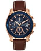 Guess Men's Chronograph Brown Leather Strap Watch 46mm U0673g3