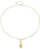 T Tahari Gold-tone Bar Grid Scatter Crystal Pendant Necklace