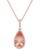 Diamond (1/2 Ct. T.w.) Morganite (8 Ct. T.w.) Pendant Necklace In 14k Rose Gold
