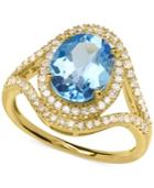 Blue Topaz (3-1/3 Ct. T.w.) And Diamond (3/8 Ct. T.w.) Ring In 14k Gold