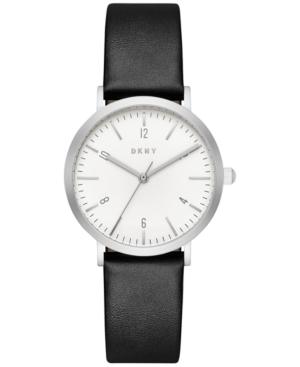 Dkny Women's Dress Black Leather Strap Watch 36mm, Created For Macy's