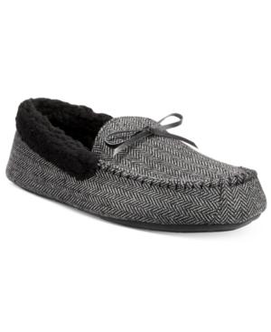 Club Room Men's Herringbone Bomber Memory Foam Moccasin Slippers, Created For Macy's