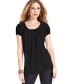 Style&co. Solid Pleated-neck Top