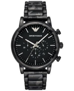 Emporio Armani Men's Chronograph Luigi Black Camouflage Stainless Steel Bracelet Watch 46mm