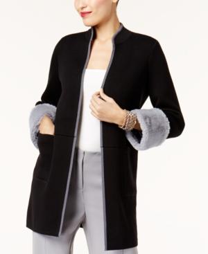 Alfani Faux-fur-cuff Cardigan, Created For Macy's