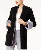 Alfani Faux-fur-cuff Cardigan, Created For Macy's
