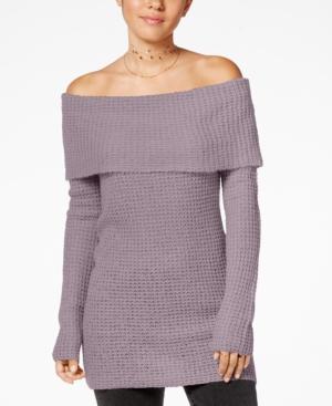 Ultra Flirt Juniors' Off-the-shoulder Tunic Sweater
