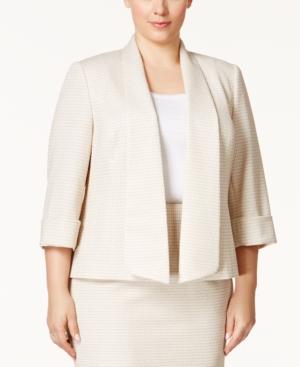 Kasper Plus Size Jacquard Open-front Jacket