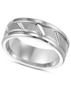 Triton Men's White Tungsten Carbide Ring, 8mm Diamond-cut Wedding Band