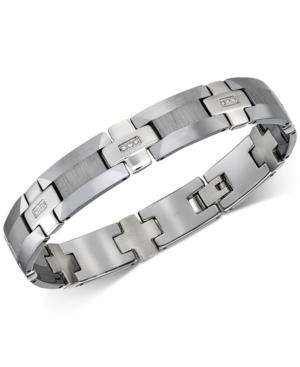 Esquire Men's Jewelry Diamond Link Bracelet (1/8 Ct. T.w.) In Tungsten, Created For Macy's