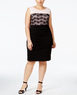 Connected Plus Size Contrast-lace Dress