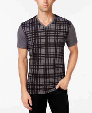 Alfani Men's Plaid V-neck T-shirt, Only At Macy's