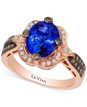 Le Vian Chocolatier Blueberry Tanzanite (2 Ct. T.w) And Diamond (1/3 Ct. T.w) Ring In 14k Rose Gold
