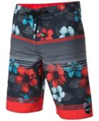 O'neill Men's Hyperfreak Essence Floral-print Stripe 21 Boardshorts