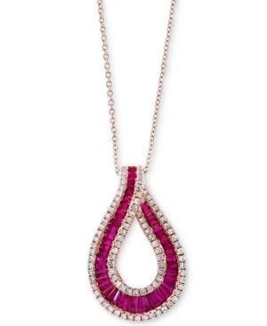 Amore By Effycertified Ruby (1-1/10 Ct. T.w.) & Diamond (3/8 Ct. T.w.) Teardrop Pendant Necklace In 14k Rose Gold