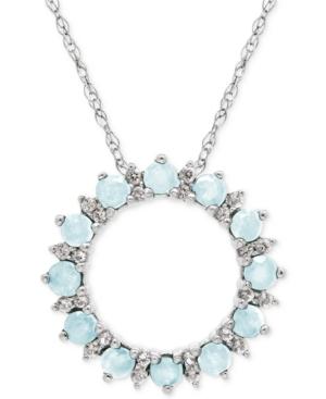 Aquamarine (3/4 Ct. T.w.) And White Topaz (1/5 Ct. T.w.) Circle Pendant Necklace In Sterling Silver