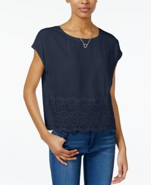Maison Jules Crocheted-trim Top, Only At Macy's
