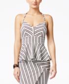 Material Girl Juniors' Striped Peplum Top, Only At Macy's