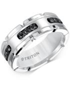 Men's Diamond Comfort Fit Band (1/3 Ct. T.w.) In White Tungsten Carbide & Sterling Silver