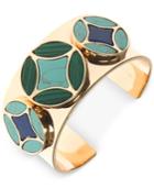 Anne Klein Gold-tone Multi-stone Disc Open Cuff Bracelet