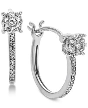 Diamond Cluster Hoop Earrings (1/4 Ct. T.w.) In 14k White Gold